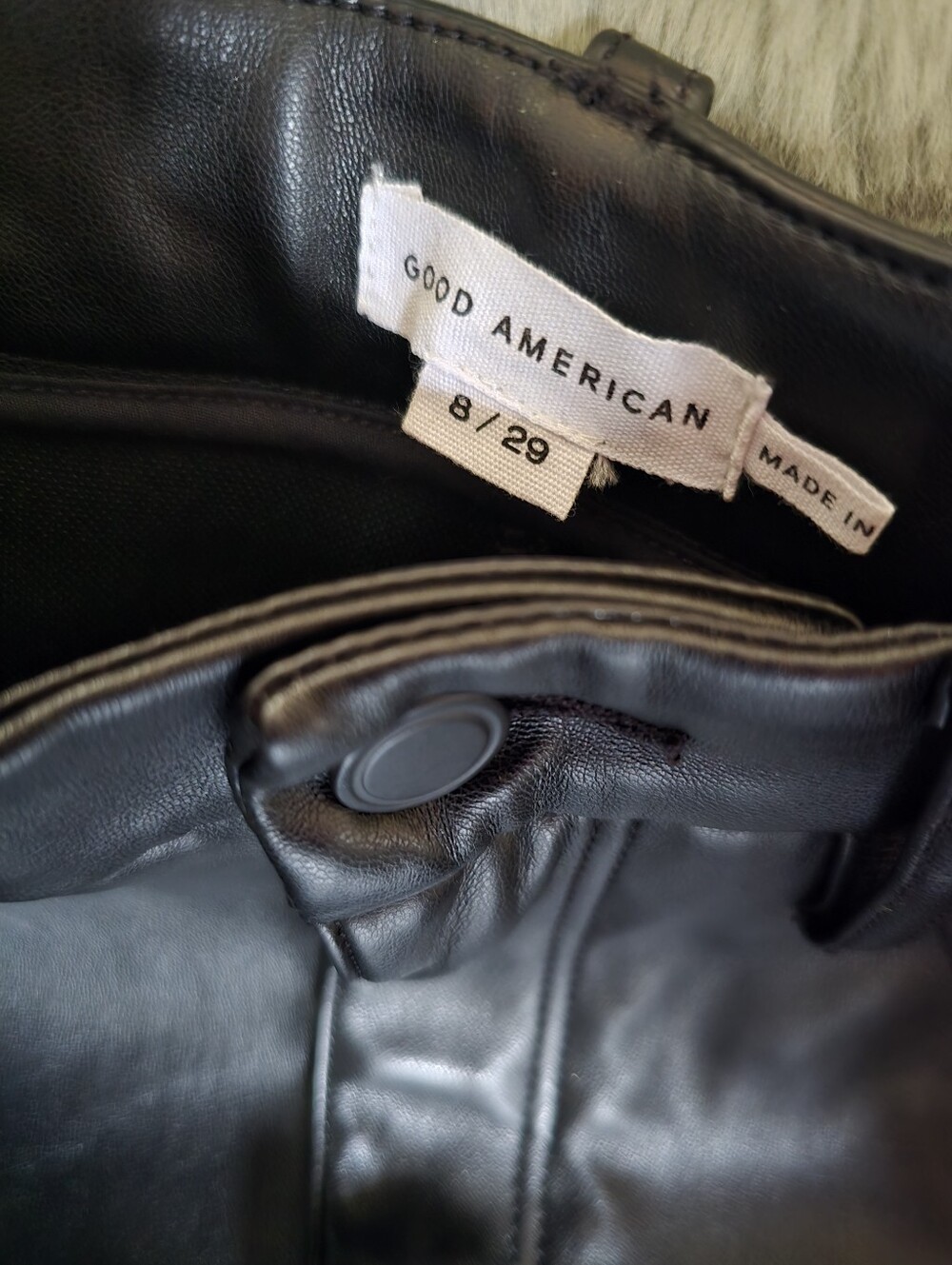 GOOD AMERICAN Faux Leather Thigh Cut-Out Straight Leg Pants – 8/29 - Picture 2 of 4
